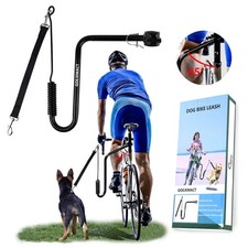 Shock Absorbing Dog Bike Leash, Curved Handle Hands-Free Leash for Medium Large