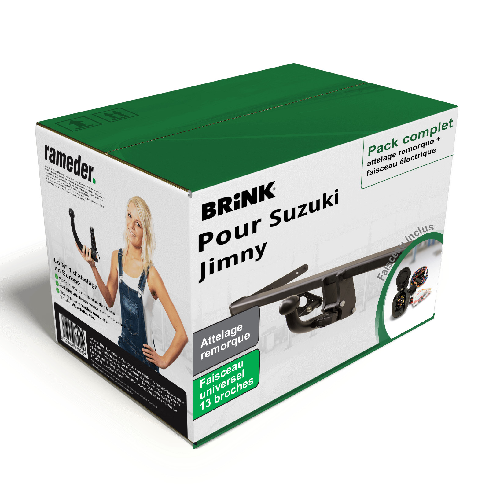 Attelage amovible Brink avec faisceau 13 broches pour Suzuki Jimny de 2000 à 2018