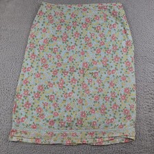 VTG Y2K Old Navy Skirt Womens 6 Blue Multicolor Floral Lace Trim 2000 Below Knee