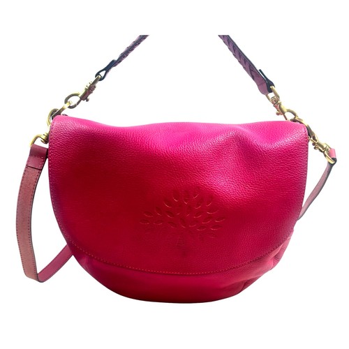 Mulberry Daria Raspberry Pebbled Leather Hobo Crossbody Bag Brass Hardware