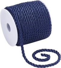 Twisted Blue Silk Rope 5mm 3-Ply, 19.6 Yard Polyester Cord for Decor 