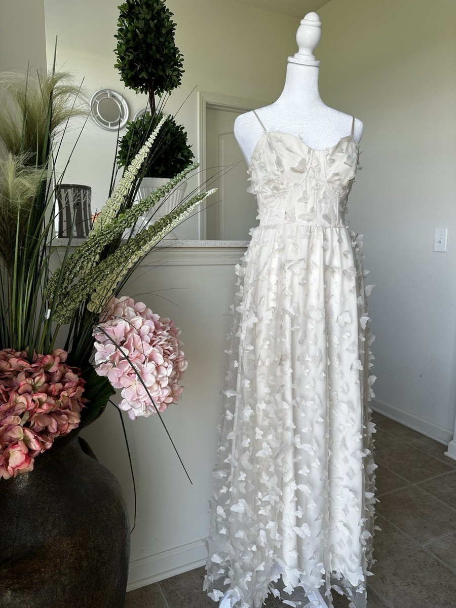 Thirty/Thirty Butterfly Cream White Lace Up Maxi Dress