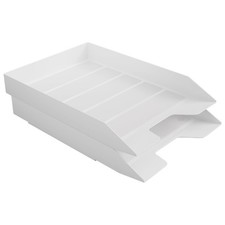 Stackable Letter Tray 2 Tier Front Load Desktop File Organizer A4 Letter Size...