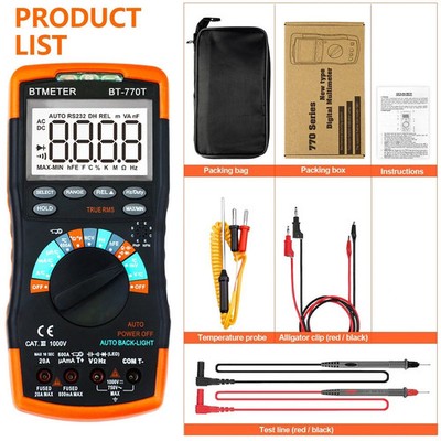 BT-770T 9103 Pro Digital Multimeter RMS Tester 6000 Counts Voltmeter Capacitance
