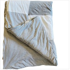 Burt's Bees Reversible Baby Blanket Organic Cotton Checked Comforter Gray White