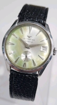 Vintage WITTNAUER Geneve Ref C11K Men's Stainles Steel Date Manual Wind Watch 
