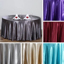 5 pcs 120" ROUND Satin TABLECLOTHS Wedding Party Kitchen Tabletop Linens SALE