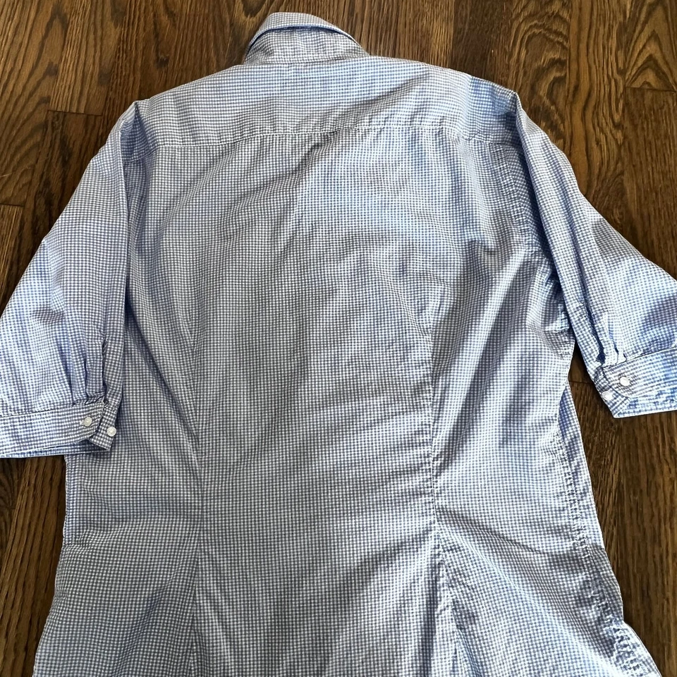 Girls Ralph Lauren Light Blue & White Striped Short Sleeve Slim Fit Button-Up Sh - Image 3 of 4