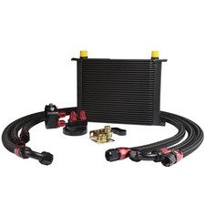 AN10 Oil Cooler Kit Japanese 30 Row Black Alum Filter Thermostat Adapter
