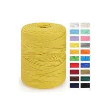 4mm x 328 Yards Yellow 4 Strand Twisted Natural Cotton Macrame Cord Rope Crafts