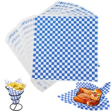 Deli Paper Sheets 12x12", Blue Checkered Sandwich Wrapping Paper for Party 10...