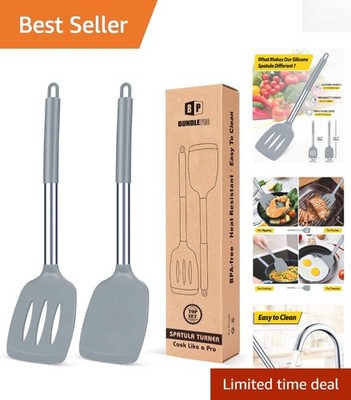 Professional Silicone Cooking Utensils - 2 Heat Resistant Spatulas for Safe Use