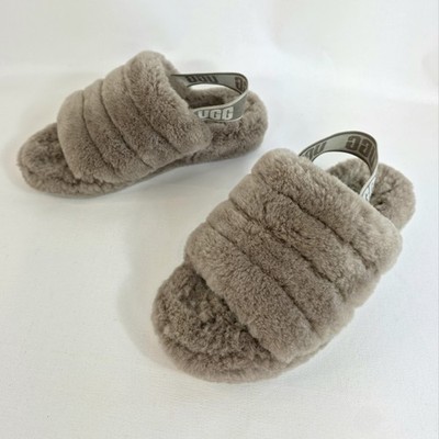 UGG Fluff Yeah Slide Slippers Women s 6 Chestnut Brown Shearling Open Toe
