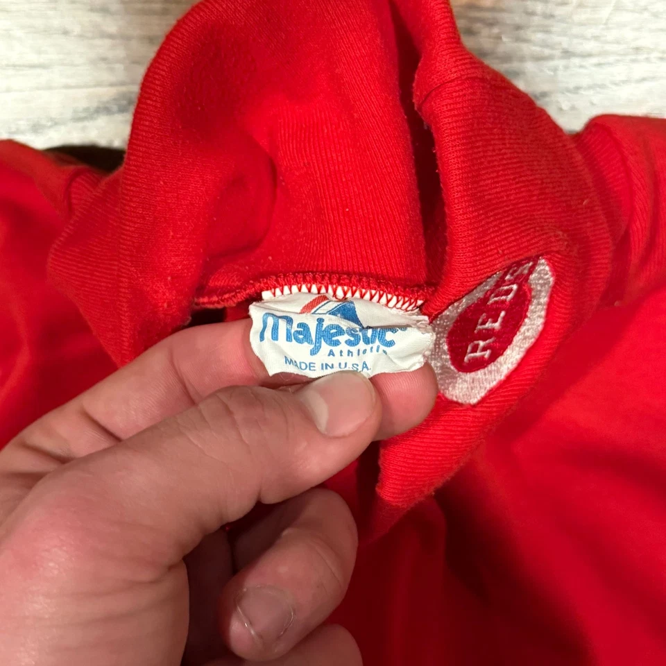 Camisa roja manga larga cuello alto Majestic Cincinnati Reds XL vintage años 80 Foto 4 de 4