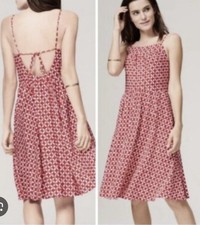 Loft Women’s Red And White Multi Strap Pinwheel Tie Back Sundress Size 10