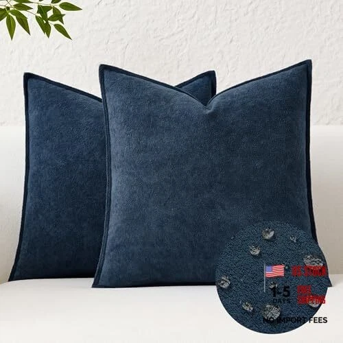 Navy Blue Decorative Pillow by Kevin - 18"x18" - Pack of 2