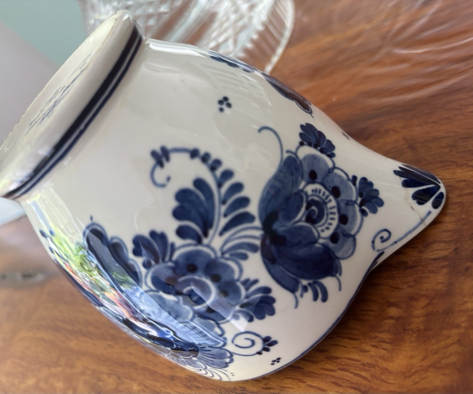 Vintage Delft Blue Delfts Blauw Creamer & Covered Sugar, Holland, Signed