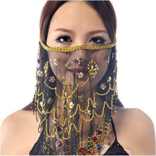 Women'S Belly Dance Tribal Face Veil with Halloween Costume Accessory