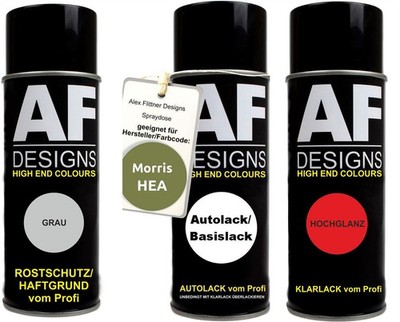 Spraydose Set für Morris HEA April Green Metallic Autolack Klarlack Grundierung 
