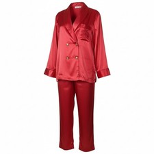 Vtg Victoria's Secret Gold Label PJ Set Womens Size Small Pink/Coral Satin