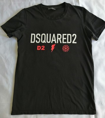 DSQUARED2 Men s Black Graphic Logo T-Shirt Size L Made In Italy Authentic