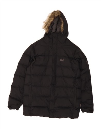 JACK WOLFSKIN Mens Hooded Padded Jacket UK 48 2XL Black Polyamide DH60