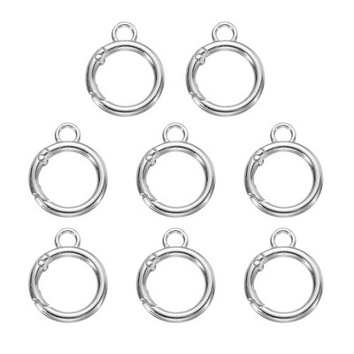 8pcs Metal Spring O Ring Clip Snap Buckle Keyring, Silver, Figure-Eight Shaped,L