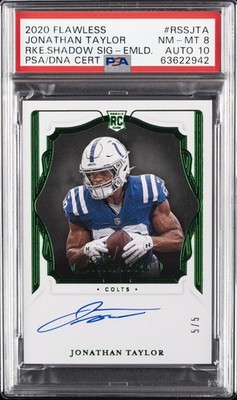 2020 PANINI FLAWLESS ROOKIE SHADOW SIGNATURES JONATHAN TAYLOR 5/5 PSA 8 AUTO 10