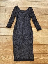 Vintage Y2K 90s Black Silver Sparkle Bodycon Date Night Evening Dress XS