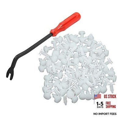 100pcs 8mm White Plastic Rivets Clips Car Door Trim Panel Fender Retainer