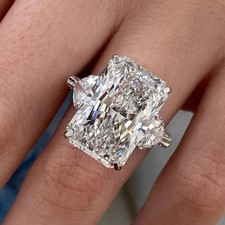 7.00Ct Radiant-Cut VS1 Lab Grown Diamond Three Stone Wedding Ring Platinum 950