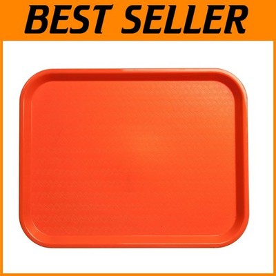 Durable Plastic Food Service Trays, Orange, 12 Count
