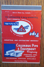 ROYAL FLASH MATCHBOOK COVER: COLUMBUS PIPE, OHIO MATCHCOVER -D19