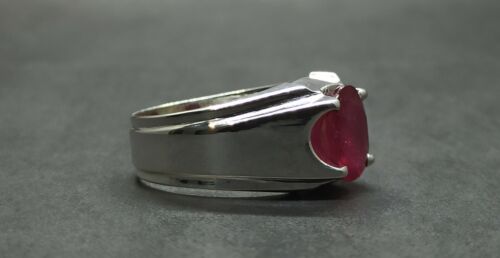 Natural Oval Cut 4.5 Carat Red Ruby Sterling Silver 925 Handmade Yakoot Men Ring - Picture 8 of 12