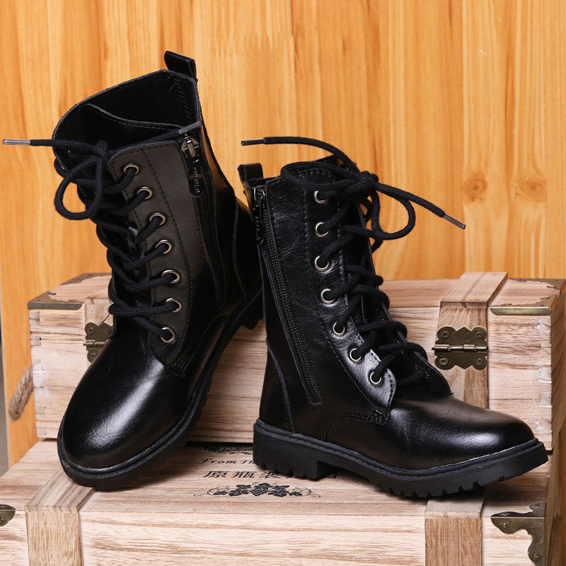 Men Kids Army SWAT Camo Tactical Boot Boys Military Outdoor Leather