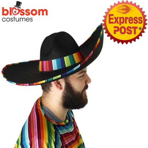 AC810 Ladies Men Black Mexican Sombrero 