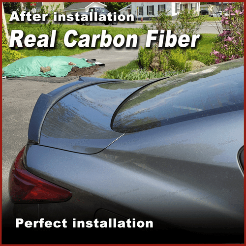 Fit For Infiniti Q50 Sedan 2014-20 REAL Carbon Rear Trunk Spoiler Lip Boot Wing - Picture 5 of 12