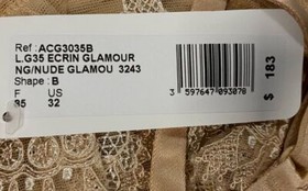 $184 Lise Charmel Women Beige Ecrin Glamour Demi Cup Underwire Bra Size 32B