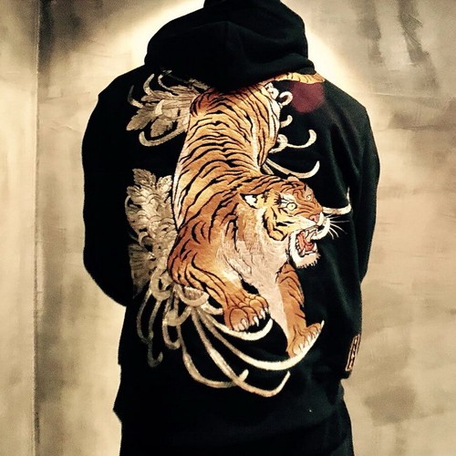 Mens Jacket Hoodie Japanese Pattern 