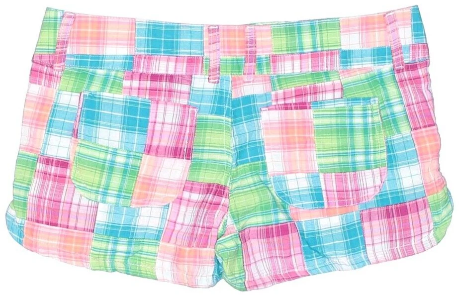 Pantalones Cortos Grane Jeans Niñas Rosa, Verde y Azul a Cuadros Foto 2 de 2