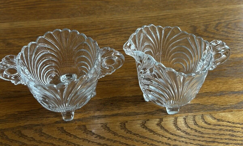 CAMBRIDGE CAPRICE CLEAR CREAM & SUGAR, CREAMER CRYSTAL SUGAR FOOTED - Picture 4 of 6