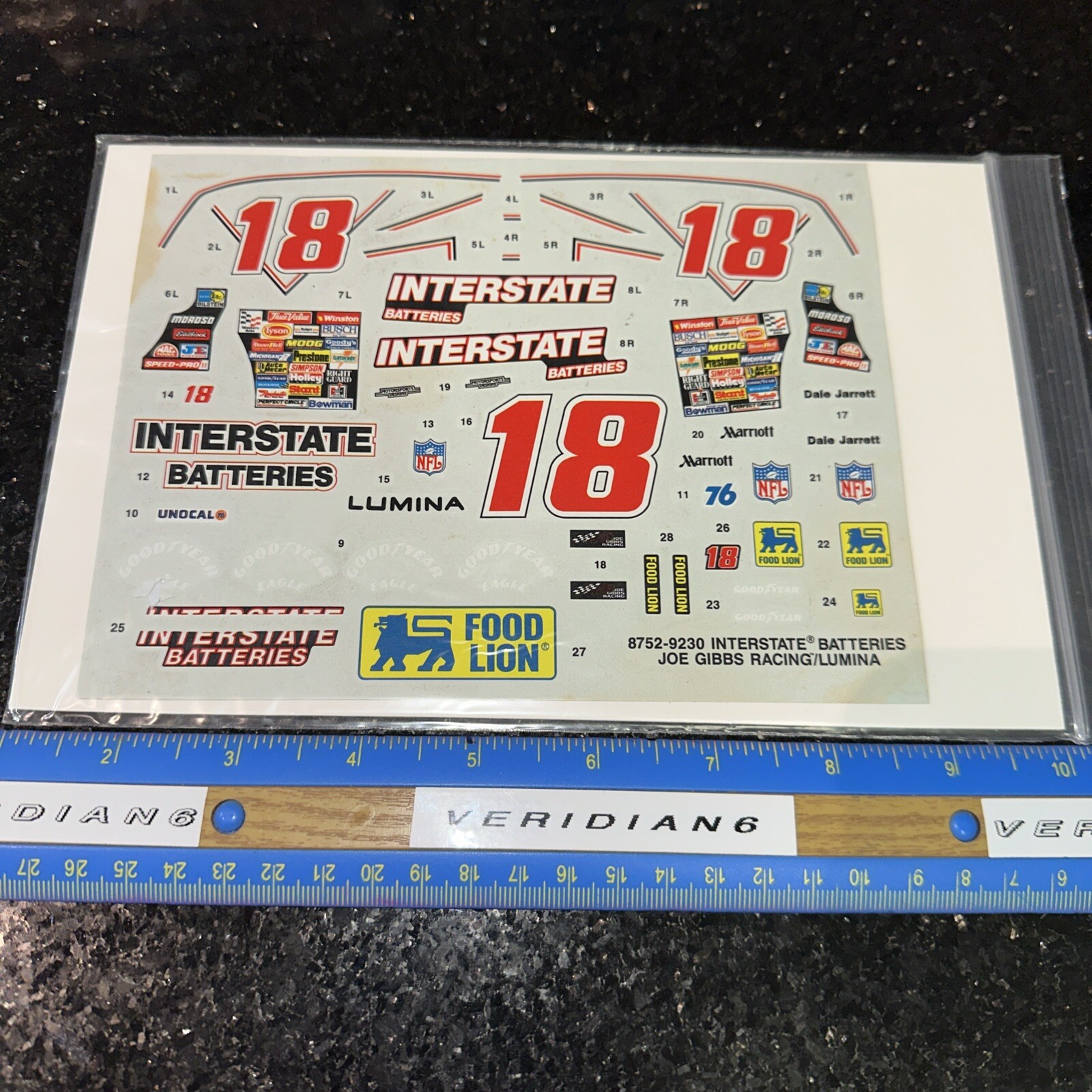 Interstate Batteries Dale Jarrett #18 NASCAR Decal Sheet 8752 9230 Collectible-image
