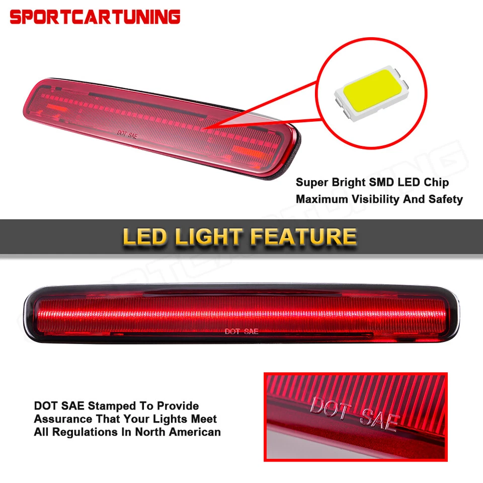 Red LED Third 3rd Brake Light For 2005-2009 Ford Mustang GT Coupe Convertible 2D - Image 4 of 4