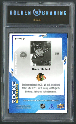 Connor Bedard Rookie Card 2024 Upper Deck First Goal Graded 10 Gem