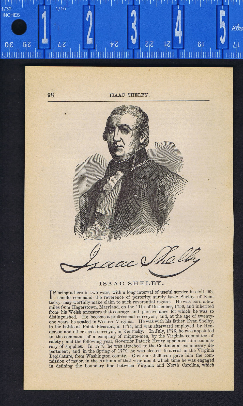 Isaac Shelby -- First and Fifth Governor of Kentucky -1883 Portrait Print