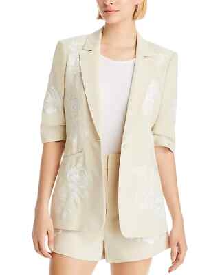 Cinq à Sept Floating Roses Embroidered Blazer Ivory $595 Size 0