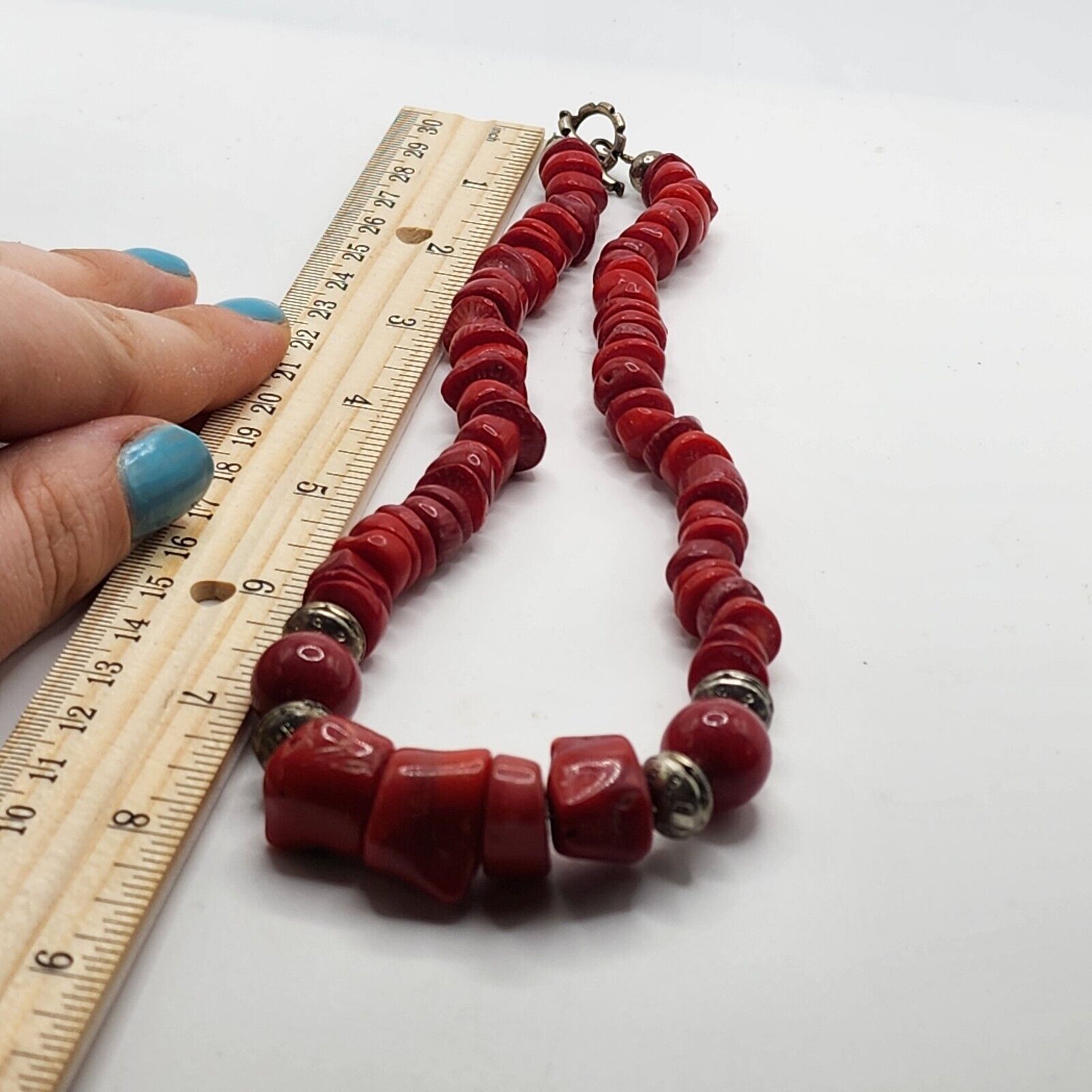 Vintage Large Red Bamboo Coral Choker 16" Necklac… - image 6