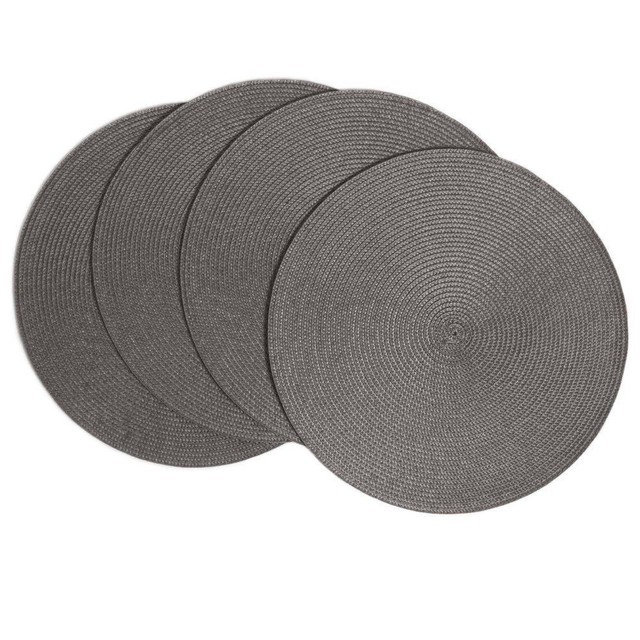Benson Mills Braided Edge Round Placemats Set of 4 15 Inch Stone for