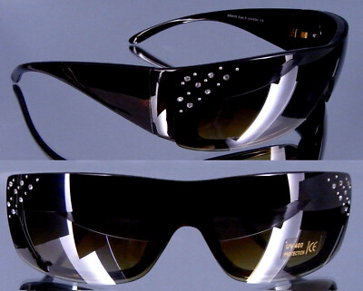 Jyla Damen Luxus Designer Sonnenbrille schwarz mit Strass UV400 Schutzpass 10096