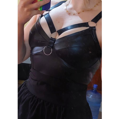 New Small Vegan Leather Goth Edgy Halter Strappy O-Ring Grunge